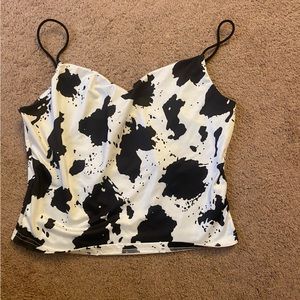 Women’s Cow Print Top- Size L- Some what Cropped- Great for bachelorette party!